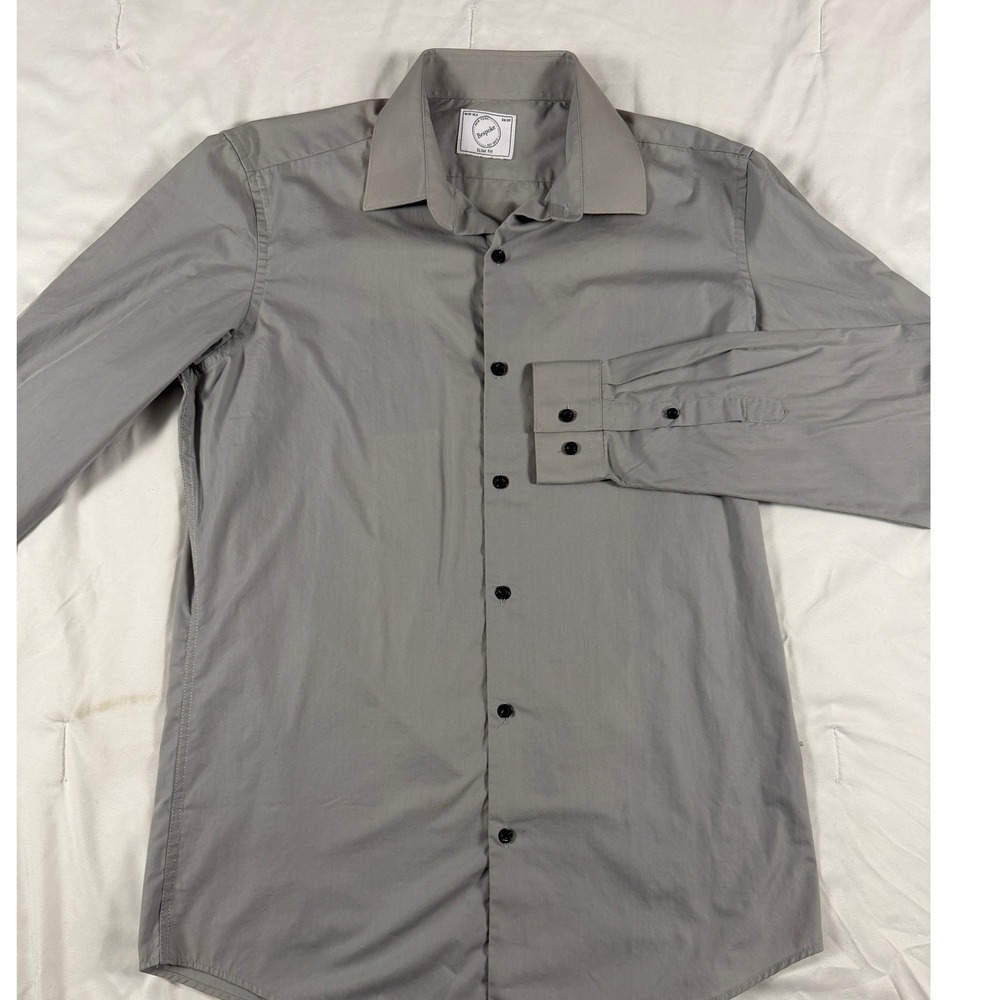 Bespoke New York Mens Slim Fit Gray Button Down Dress Shirt M 15-15.5 34/35